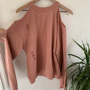 Distressed Pink Crewneck Sweatshirt